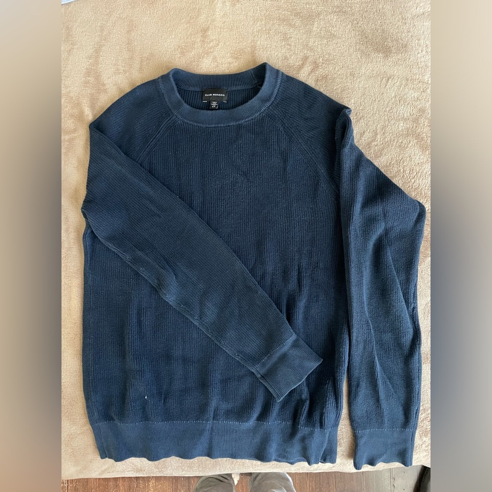 Club Monaco Ribbed Crewneck Sweater, Navy, Size M